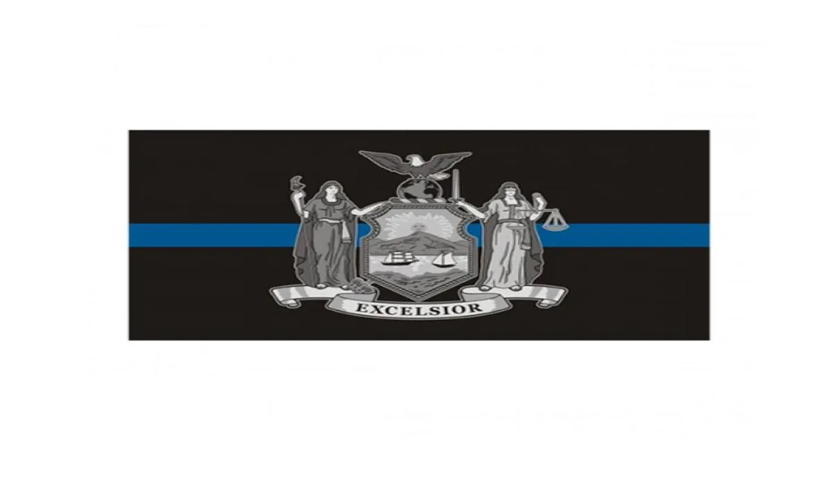 Drapeau de l'État de New York Flag de ligne bleue mince 3x5 pi Banner de police 90x150cm Festival Gift 100d Polyester Indoor Outdoor Imprimé drapeau et 6188974