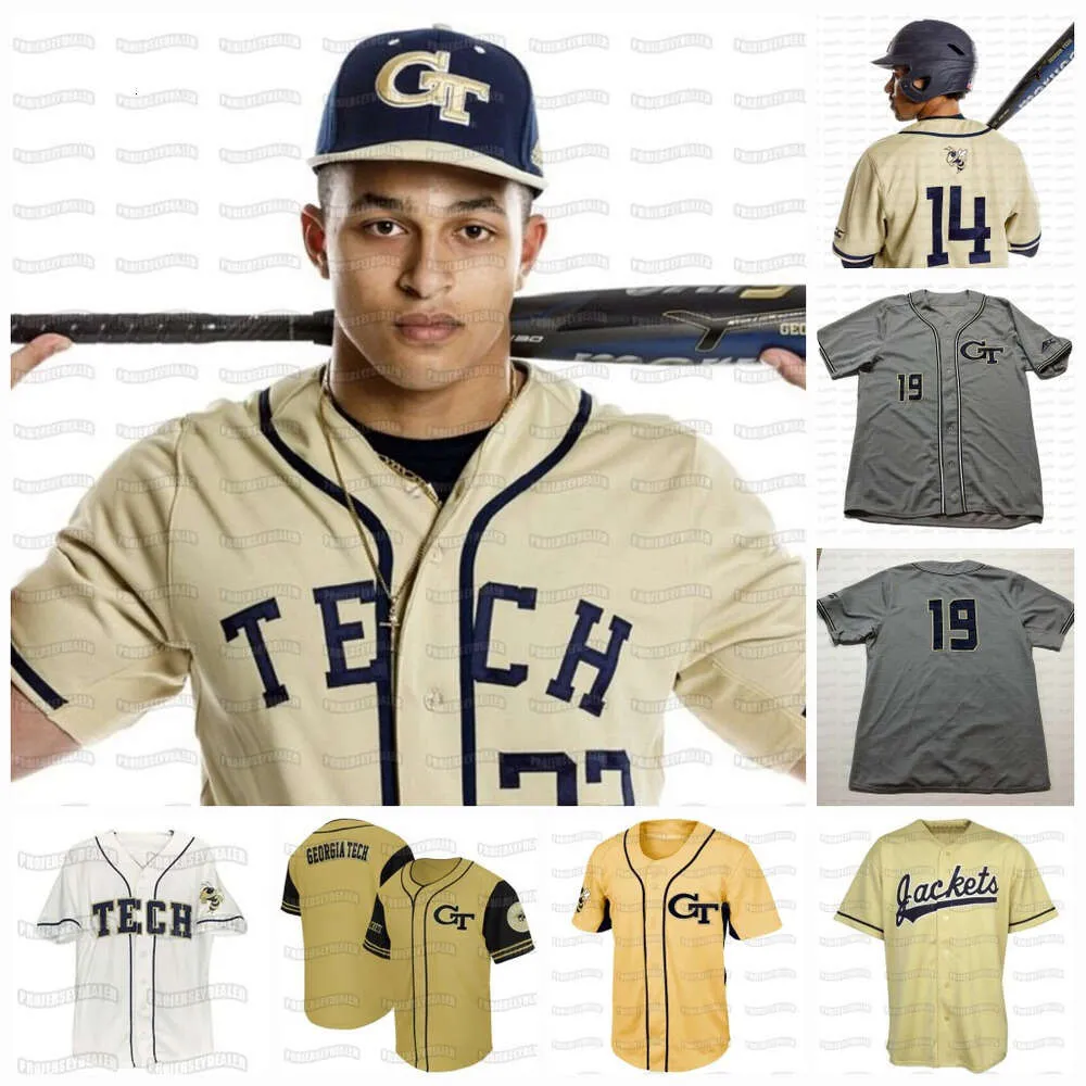 Jam Georgia Tech Yellow Jackets ACC Custom Baseball -Trikot untermauerte Namen und Nummer schneller Versand hoher Qualität