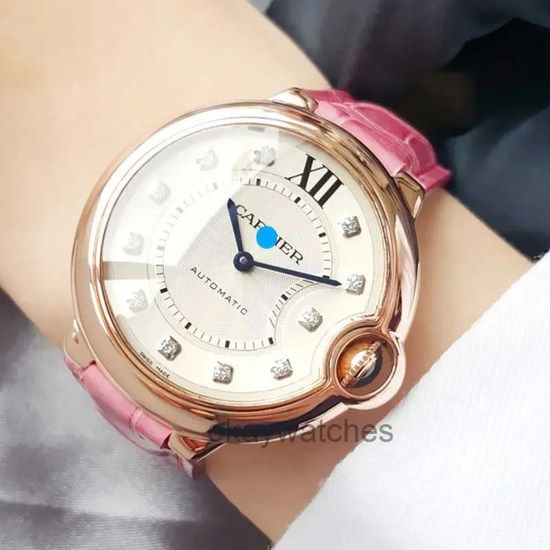 Unisex Dials Automatic Working Uhren Carter Blue Ballon 36 Dia 18k Roségold Diamond Set Mechanische Uhr Womens New WJBB0010