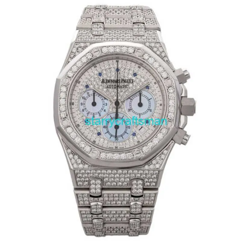 Luxury Watches APS Factory Audemar Pigue Royal Oak Watch 39mm Diamond Faced Oarked Dial in Platinum STMW