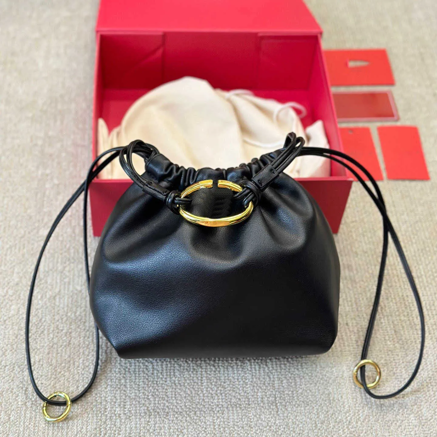 Shoulder Bags Black Tie Rivet Bucket Bags Women High Quality Letter Bag Designer Backpack Cute Purses and Handbags Luxury Backpack 240415