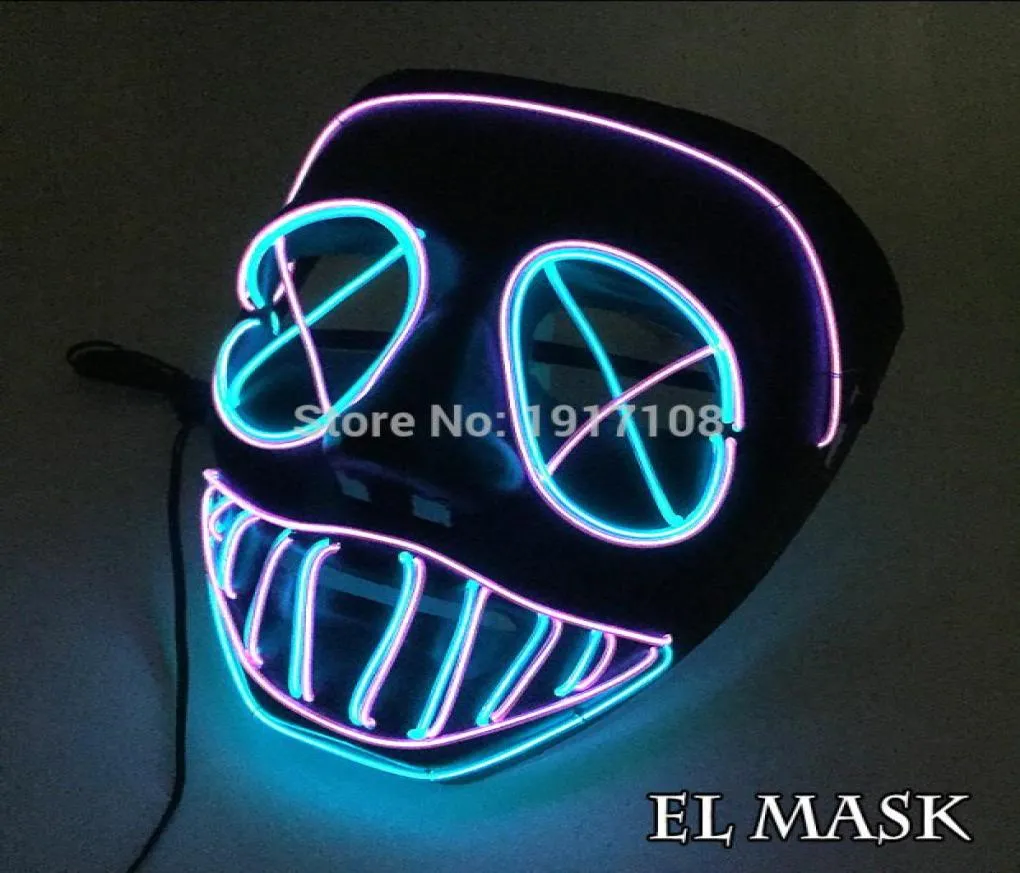 El New Halloween Mask Flashing El Wire świecące maska ​​elastyczne neonowe światło LED do tańca bar Carnival Party Decoration7906975