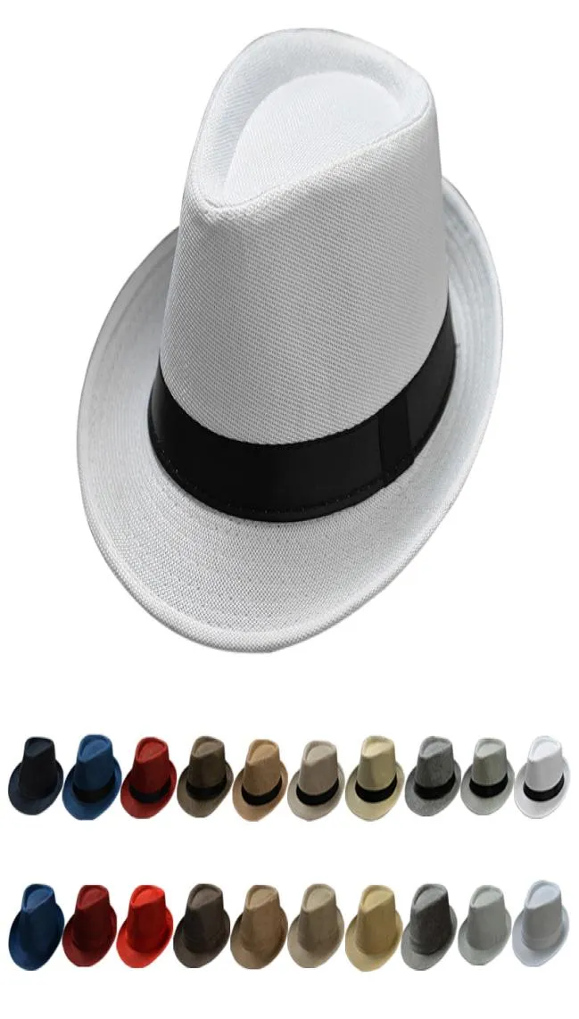Summer Fedora Hat For Men Fashionable Elegant Vintage Black Women White Red Brim 1920s Panama Top Jazz Beach Unisex Classic Cap2138334