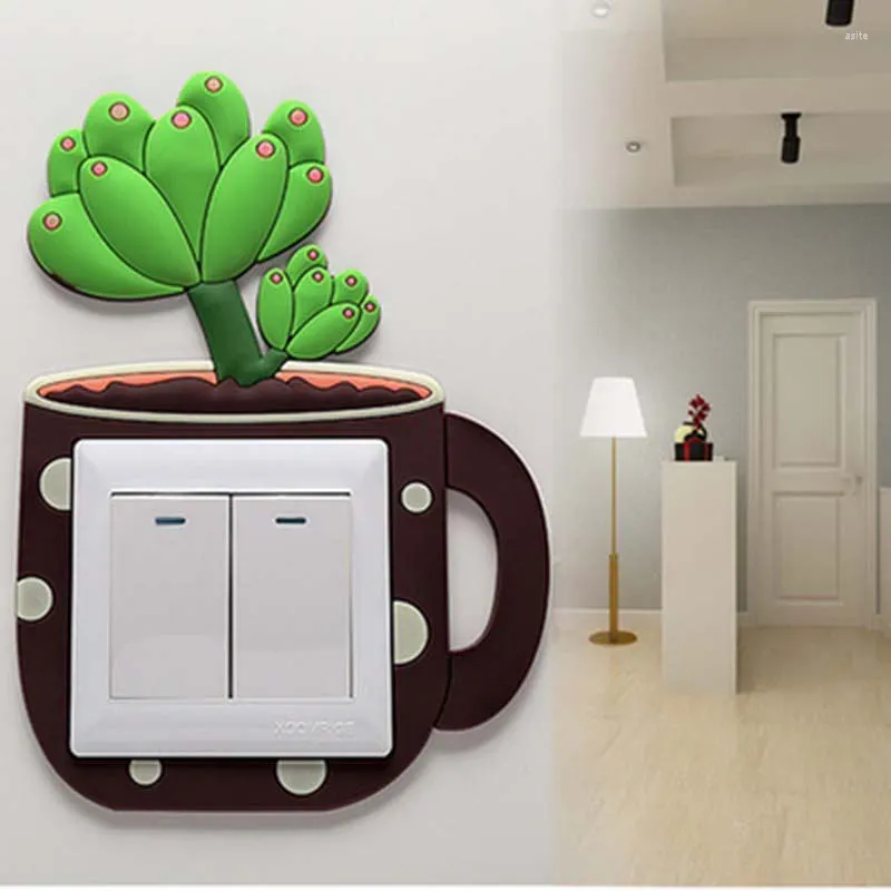 Wall Stickers 6 Style Plants Cartoon Room Decor Silicone On-off Switch Paste Lamp Decorating Sleeve Decoration Protective