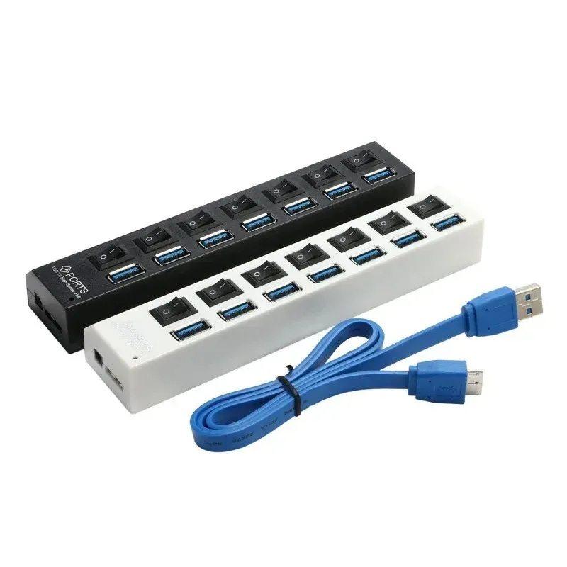 USB HUB 2.0 Multi USB Port 7 Ports Hub USB High Speed ​​HAB Adapter med ON/OFF Switch USB Splitter för PC -dator