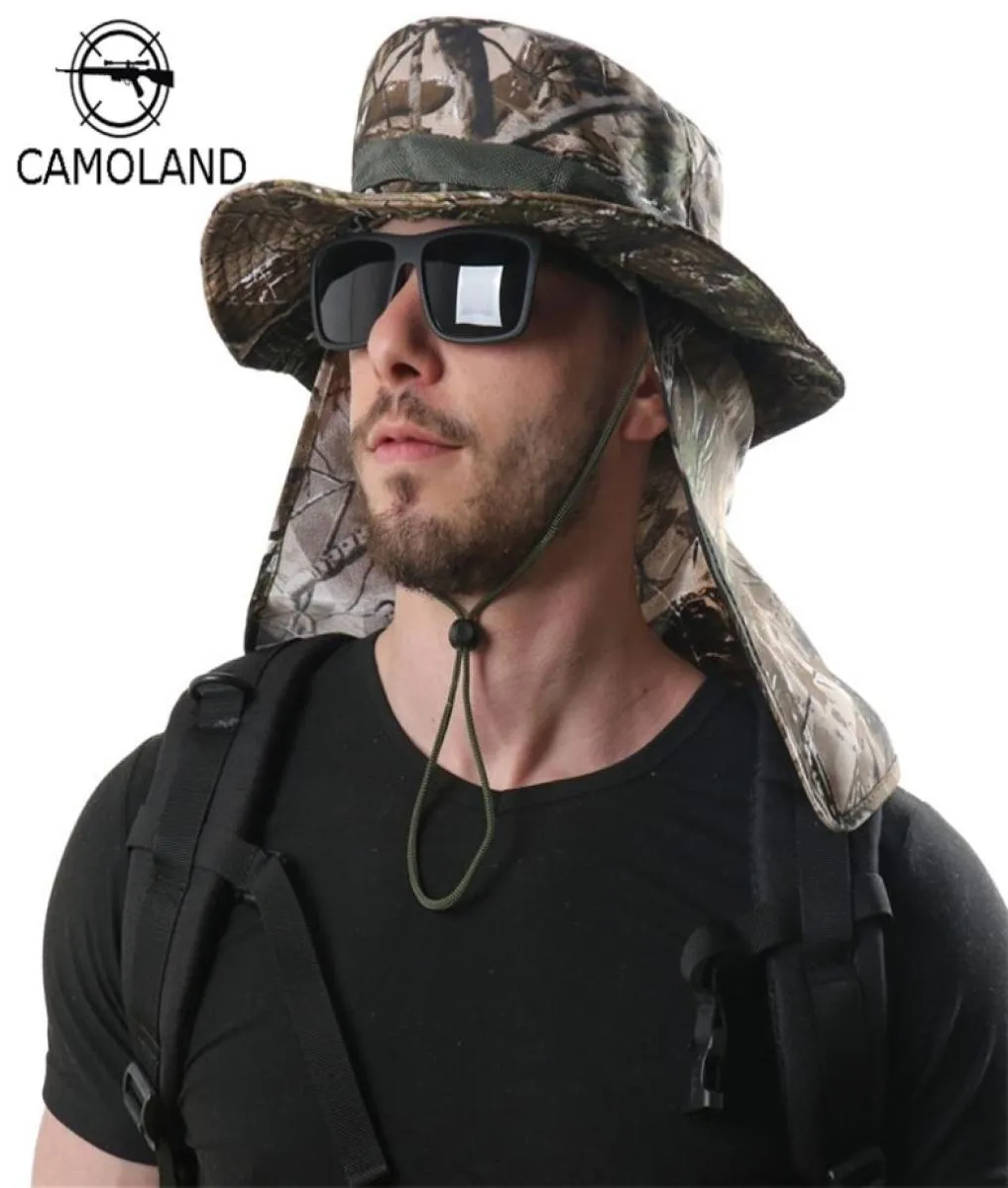 Camouflage tactique Boonie Chapeaux Népalais Bucket Bucket Militarres Army Mens Military Randing Randing Pisxing Hat With Vaps UV UPF50 2205074025782