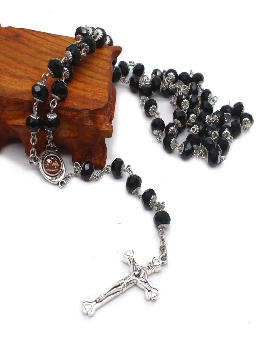 Crystal Rosary Cross Necklace Prayer Beads Catholic Saints Prayer Supplies Gifts5643796