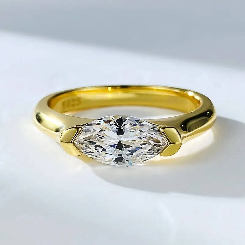 Anello di diamanti moissanite in marchesa in marcia in oro 14k 100% 100% Real 925 Sterling Silver Party Wedding Cand Anelli per le donne Gioielli di fidanzamento