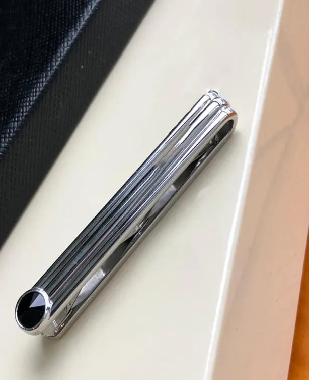 Luxus -Designer -Krawattenclip für Männer hochwertiger exquisiter Stahlschwarzdiamant -Top -Geschenk mit Stempel M082141232