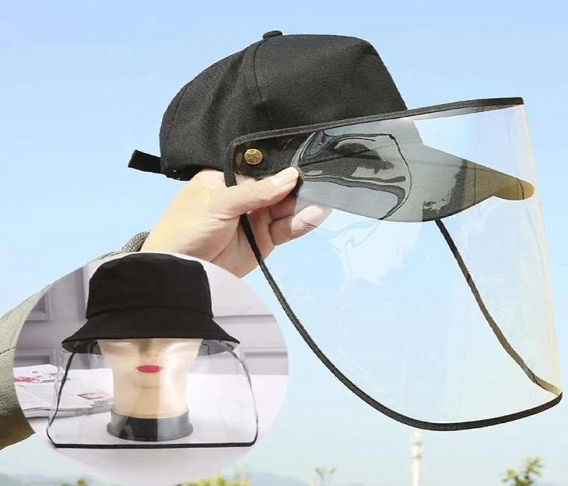 Transparente schützende Gesichtsmaske Baseballhut Outdoor Antispizes Splash Antispizes Protective Hat Cap WHH929792800732