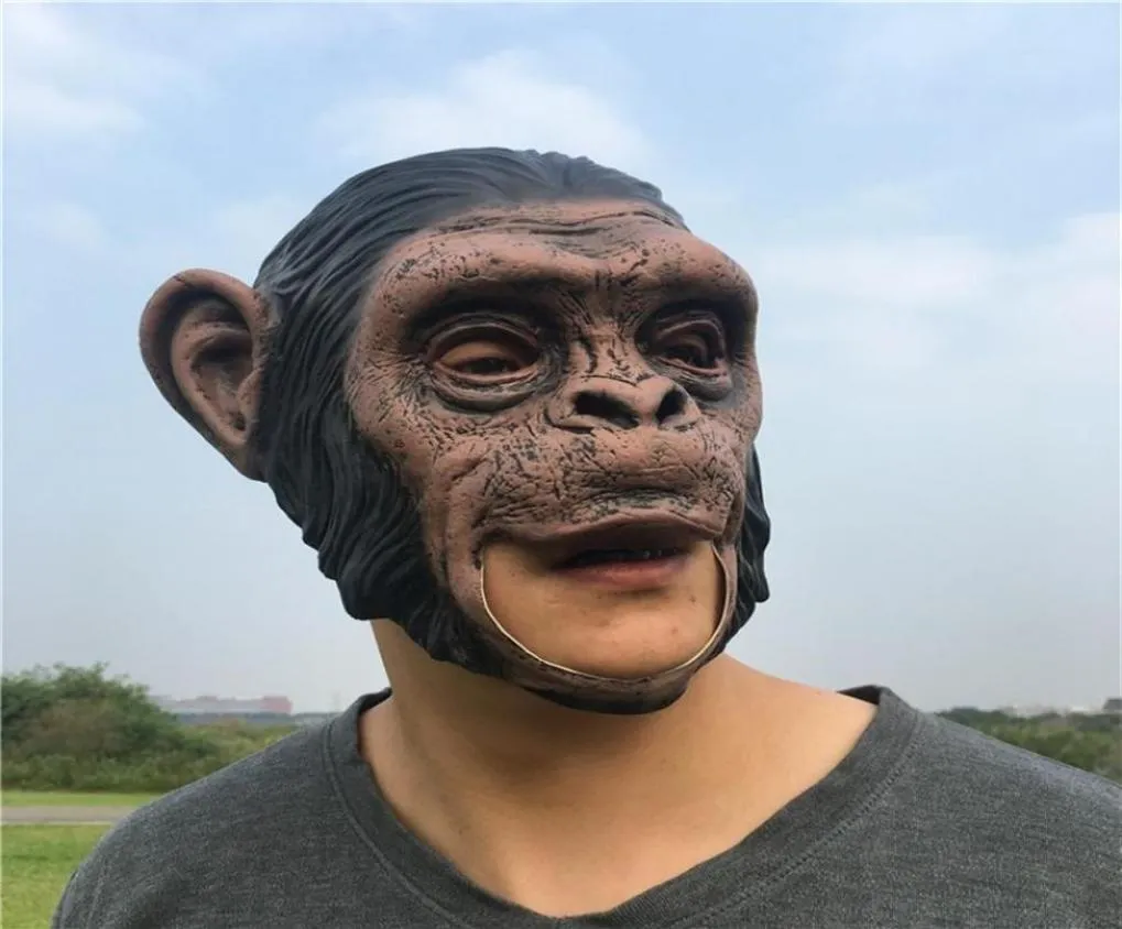 1PCS Realistyczne maski lateksowe Orangutan Full Face Zwierzę Małpa Straszna maska ​​Halloween impreza