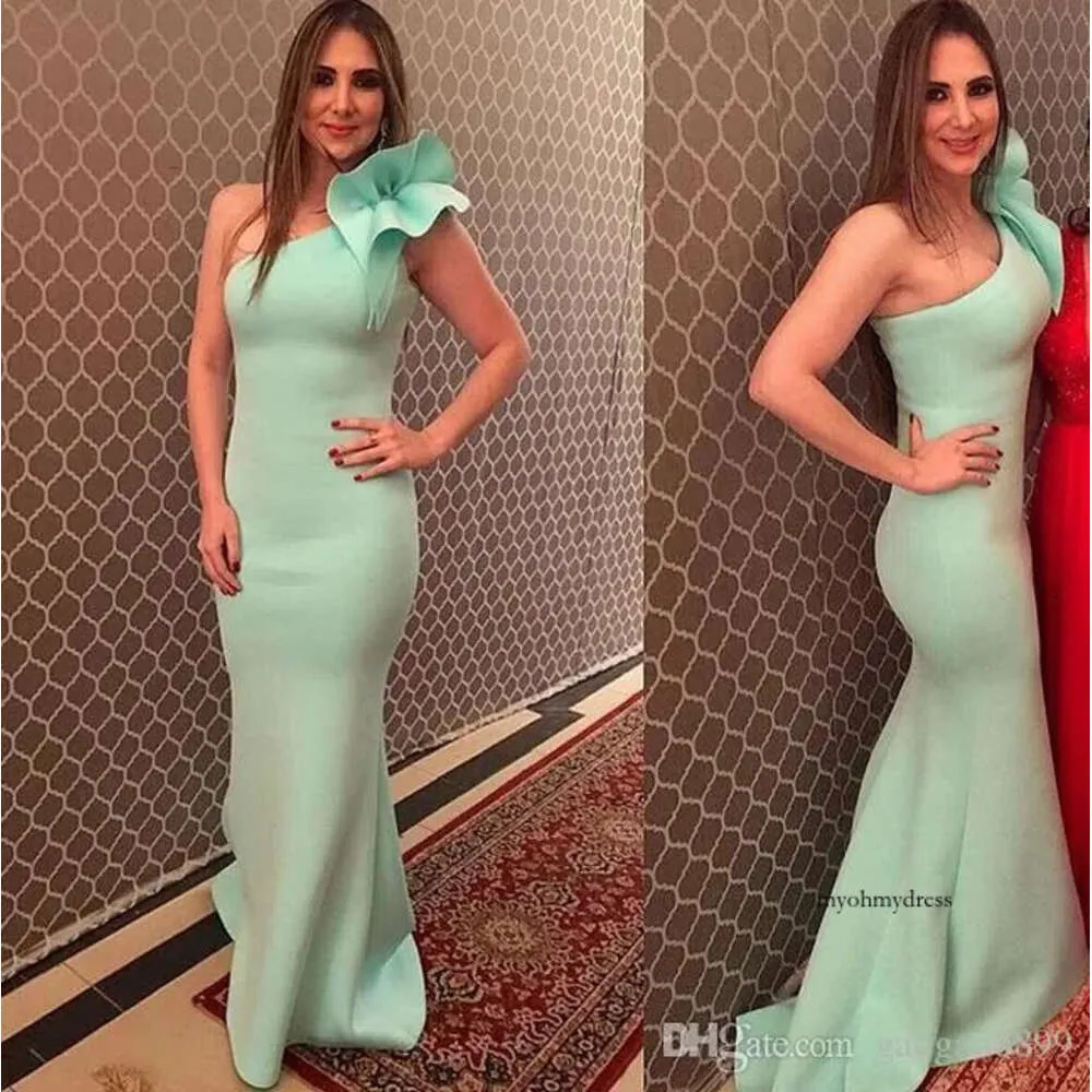 Dubai Arabic Sage Simple Stain Mermaid Prom Dresses Long One Spalla Spazzatura Abito Formale Abito da sera Vestidos de Fiesta Robe 2024 0430