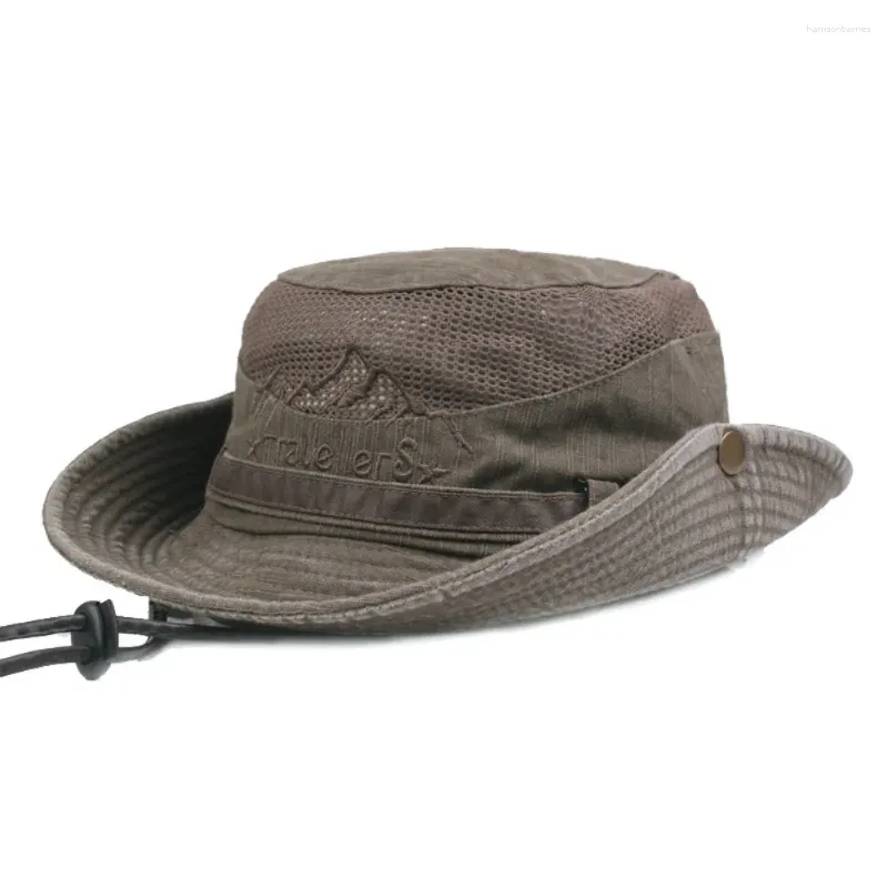 Beretten Outdoor Bucket Hat Men Summer Ademblage Cap Jungle Fishing Mesh wandelen Beach Zon Protector Caps voor Gorras Para Hombres