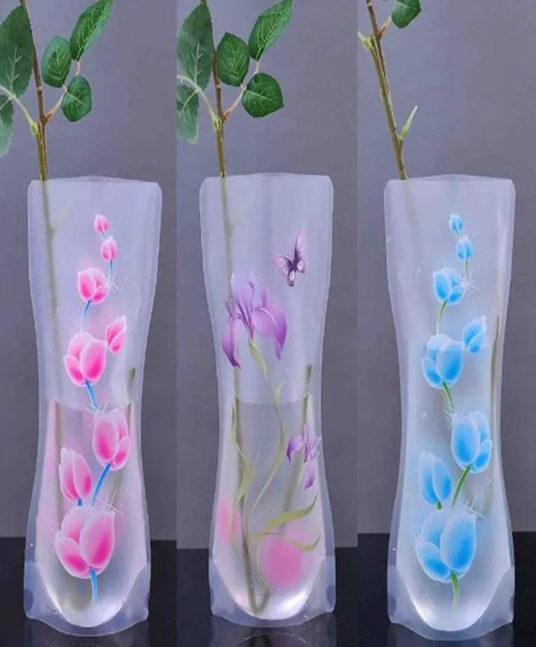 Vase à fleurs pliables Vase en plastique portable écologiquement respectueux de la maison mignon de bureau de mariage aléatoire PVC Plastique Vase 4638037