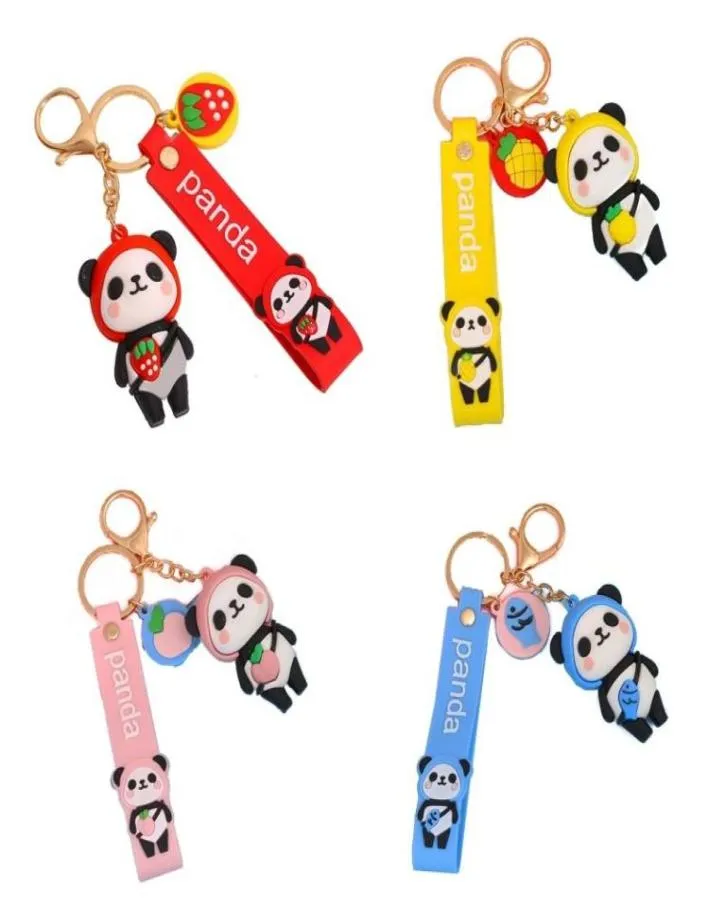 Nyckelringar personlighet söt panda charm nyckelring 3D silikon djur hänge små gåvor bil trendiga smycken väska tillbehör keychain2689839