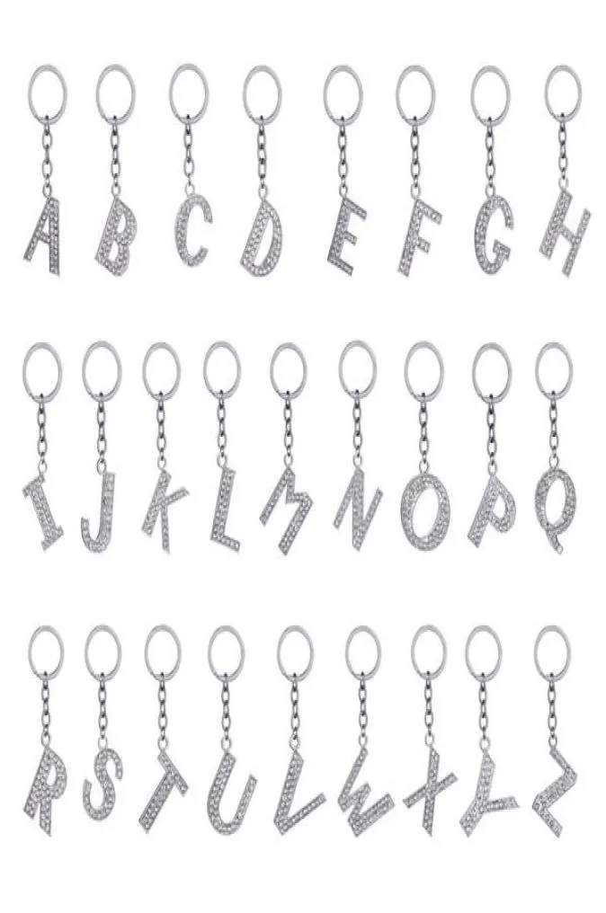 Crystal Rhinestone AZ Letras em inglês Metal Keychain Keyring Chanchains Bolsa Pingente Charms Gift9140107