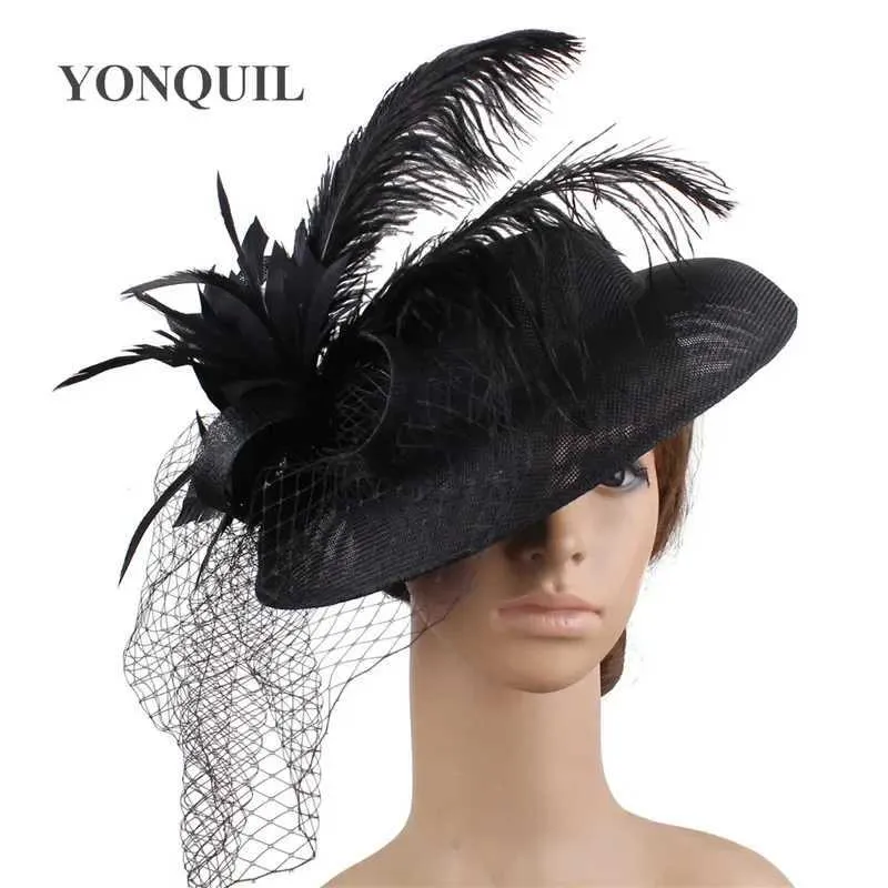 Geniş Kötü Şapkalar Kova Şapkaları Büyük Derby Fascinator Hat Zarif Kadınlar Kentucky Düğün Başlık Şapkaları Fedora Kilisesi Kokteyl Yarışı Çay Çapası Y240426
