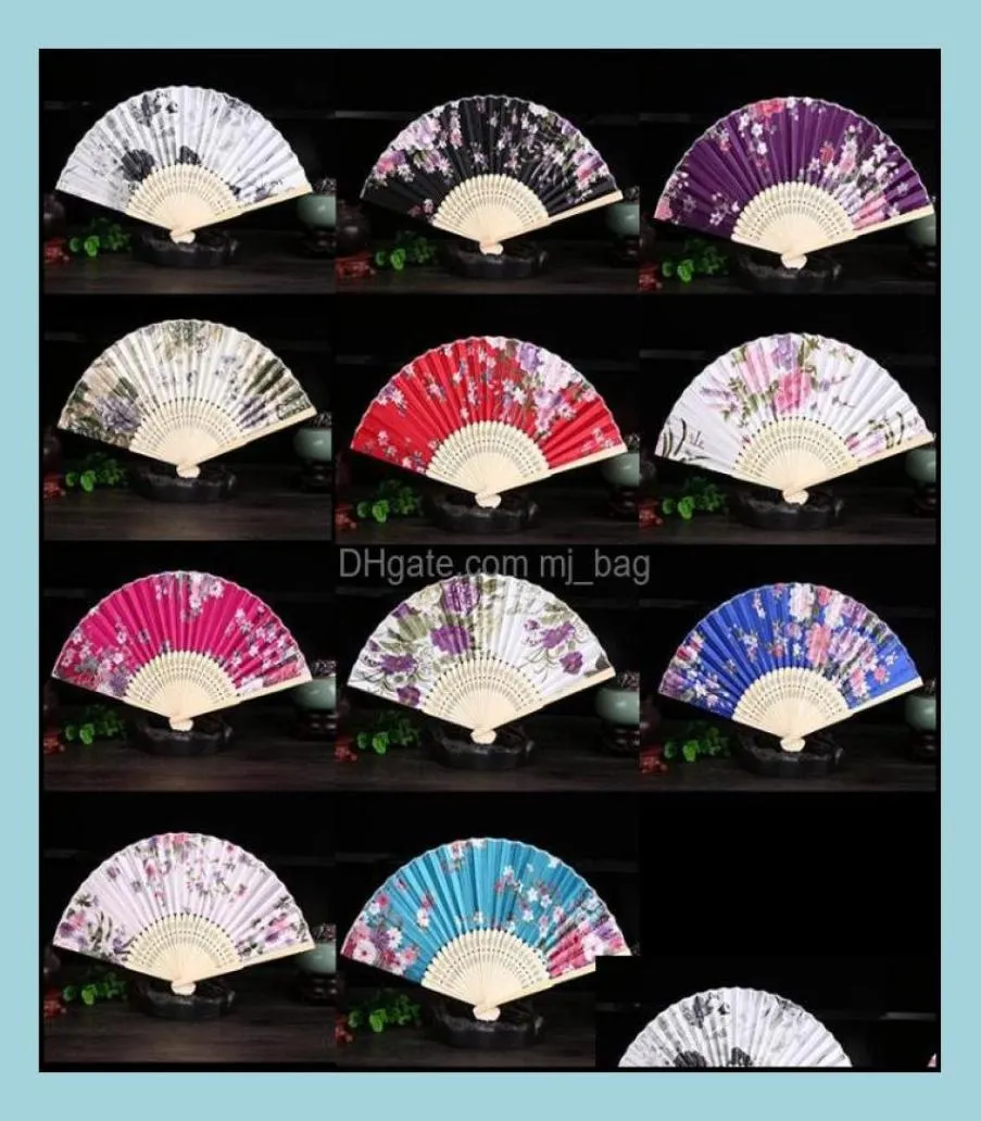 Party Favor Event Supplies Festive Home Garden 15Styles Vintage Bamboo Fancy Folding Fan Hand Flower Chines Dhdi46703947