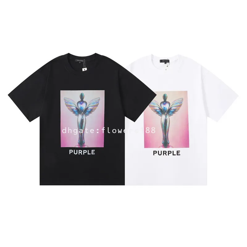 T-shirts masculins Cross Border American Fashion Brand Purple Liberty Trophy Design Touch Imprimé Double Gauze Coton T-shirt à manches courtes Unisexe