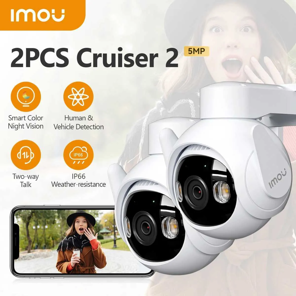 DHgate.com:2-Pack 5MP Outdoor PTZ Wi-Fi Security Cameras with Two-Way ...