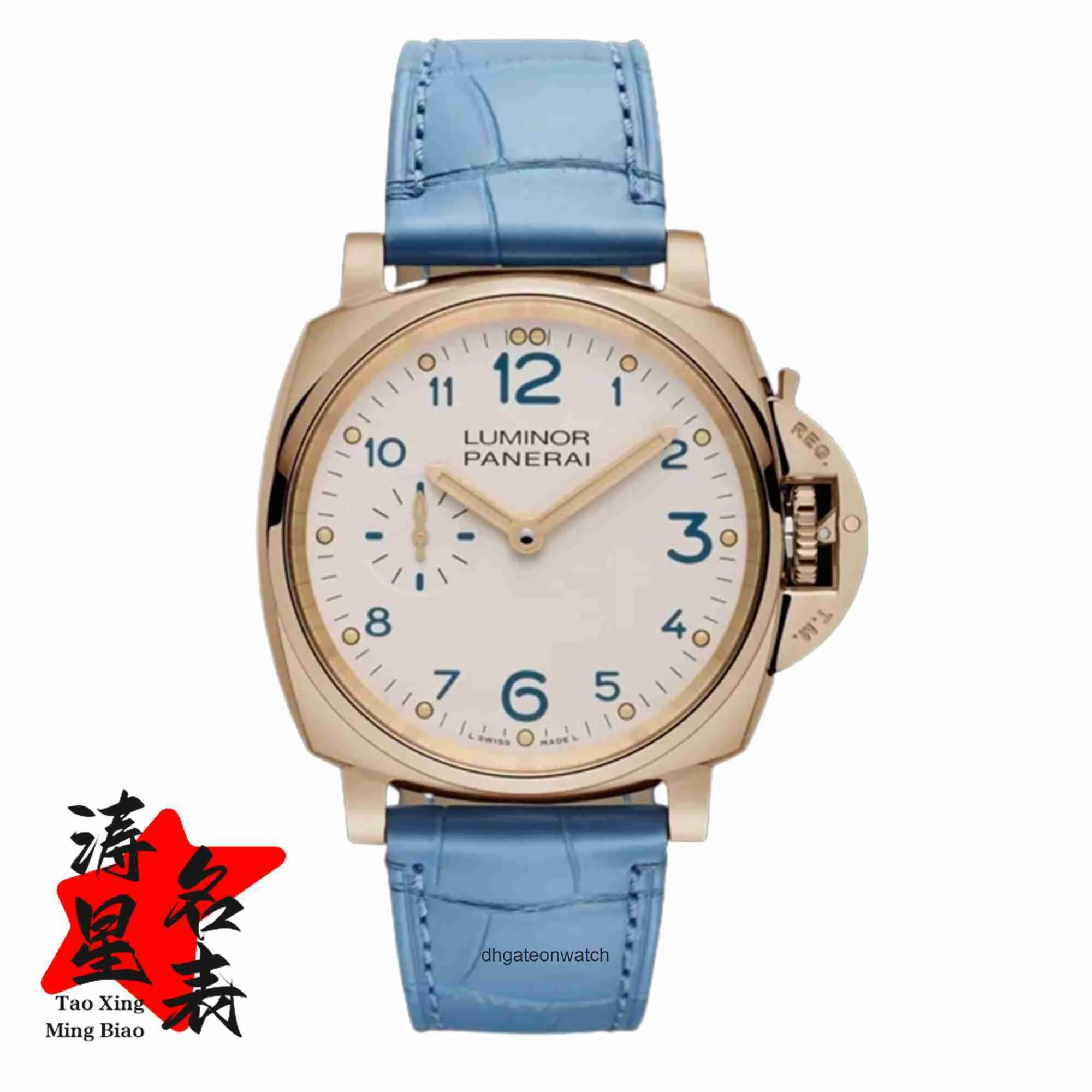 Дизайнерские часы высокого класса для Peneraa Learn Learn Min Nuo 18k Rose Gold Автоматические механические мужские часы PAM00741 Оригинал 1: 1 с настоящим логотипом и коробкой