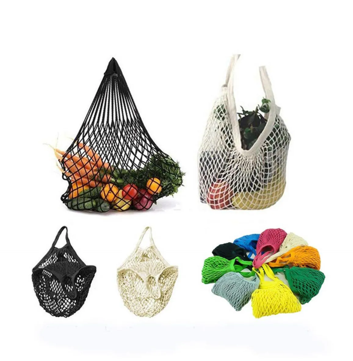 Borse per lo shopping borse di cotone riutilizzabili borse da drogheria in maglie producono sacchetti di stoccaggio di verdure per drogheria P2191777