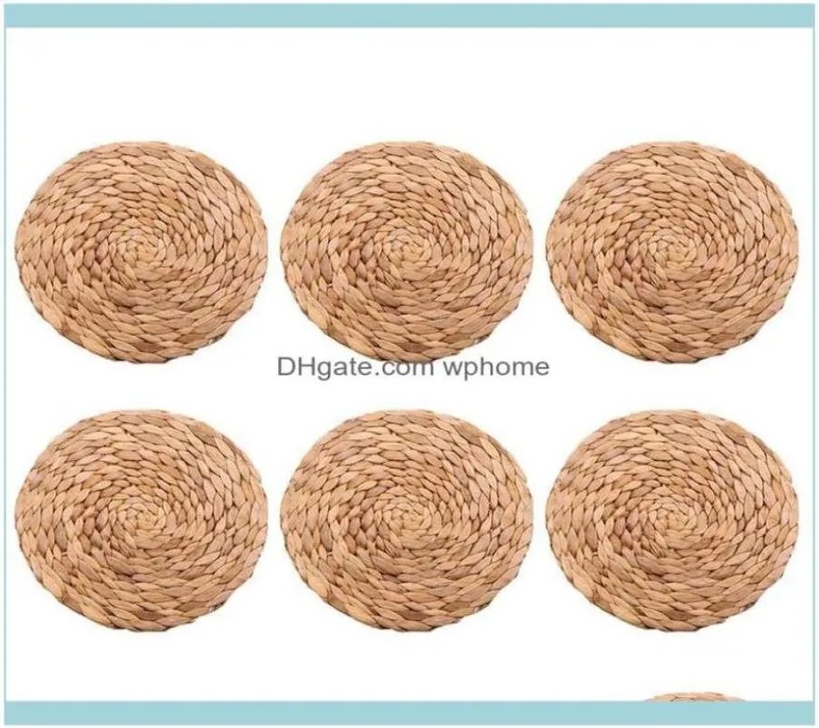 MATS decoração AESSORIAS COZINHA BARRO DE DINAGEM HOME HOMENDMATS PADS 6 PACOLA PACODADE REDOR ROUNTE HEACINTH PLACEMAT Qualidade tecida Wicker Tab25602380