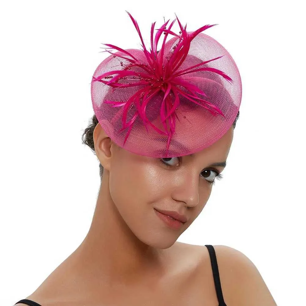 Chapeaux à bord large chapeaux accessoires de cheveux élégants fantaisie fascineur élastique fascinateur multicolour fleatre fascinateurs bandeau de mariée avec voile femelle y240426