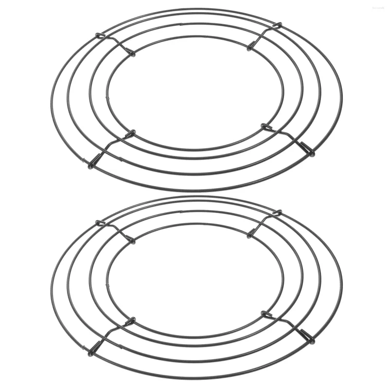 Fleurs décoratives 2 pcs Garland cadre de couronne ronde forme de base de base de base cadres métallique