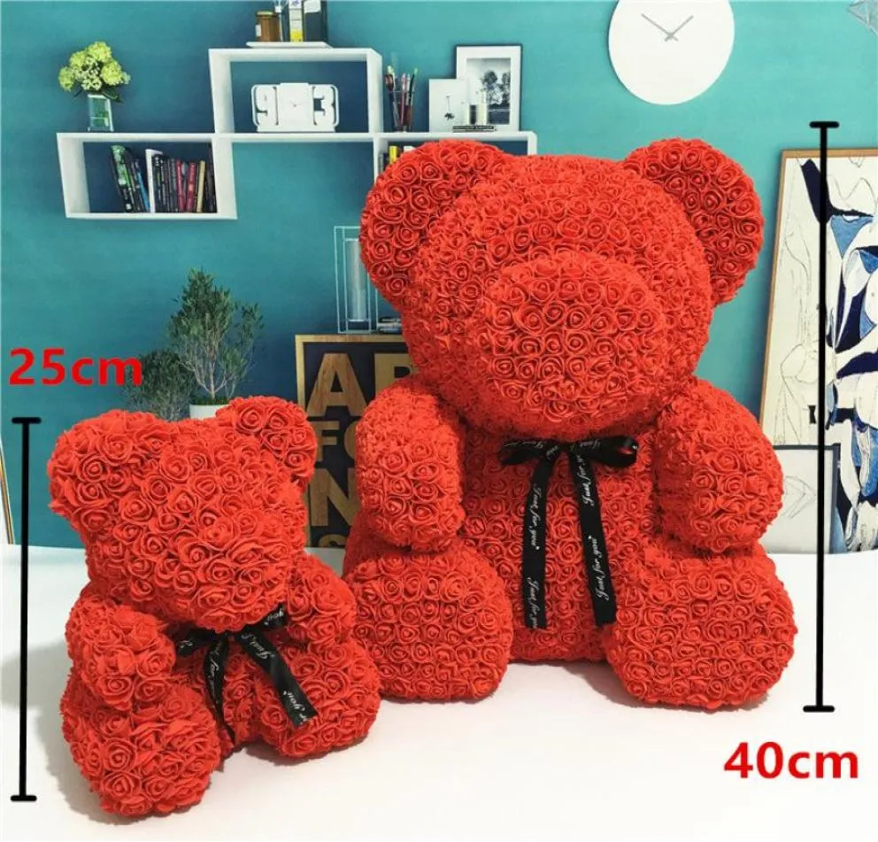 PE Plastic kunstbloemen Rose Bear Multicolor Foam Rose Flower Teddy Bear Valentijnsdag Geschenk Verjaardagsfeestje Spring Decoratio91144544