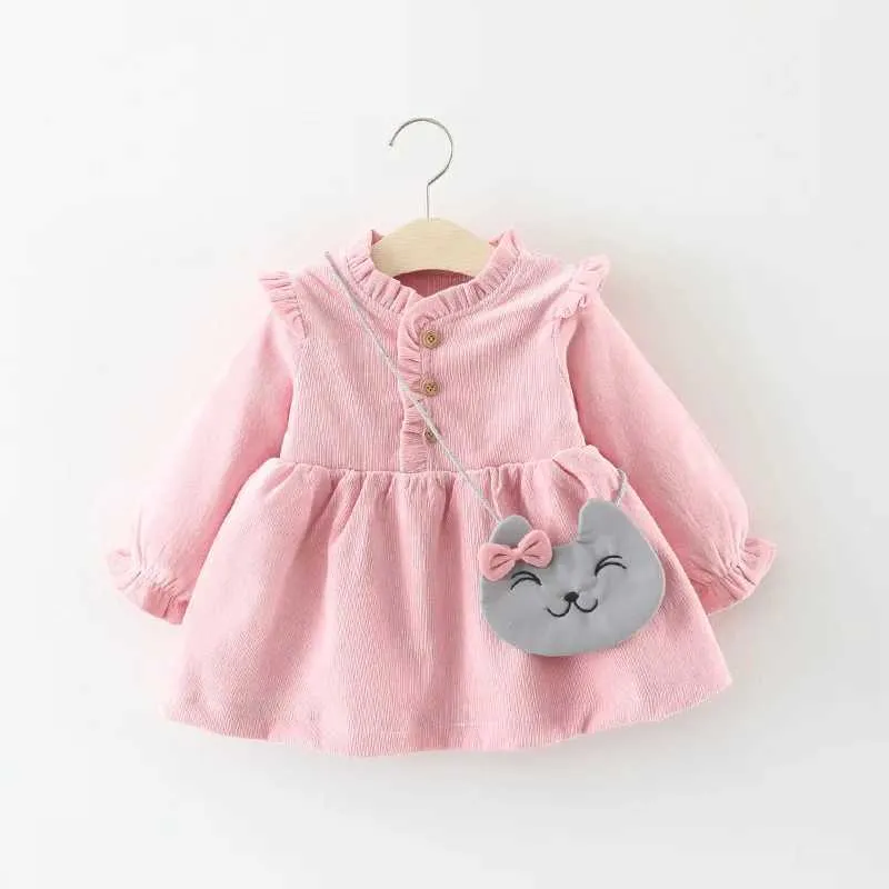 Girl's Dresses 2PCS Baby Girl Clothes Autumn And Winter Corduroy Dress Sweet And Cute Princess Dress Thick Warm Dress Baby Dress With Bag