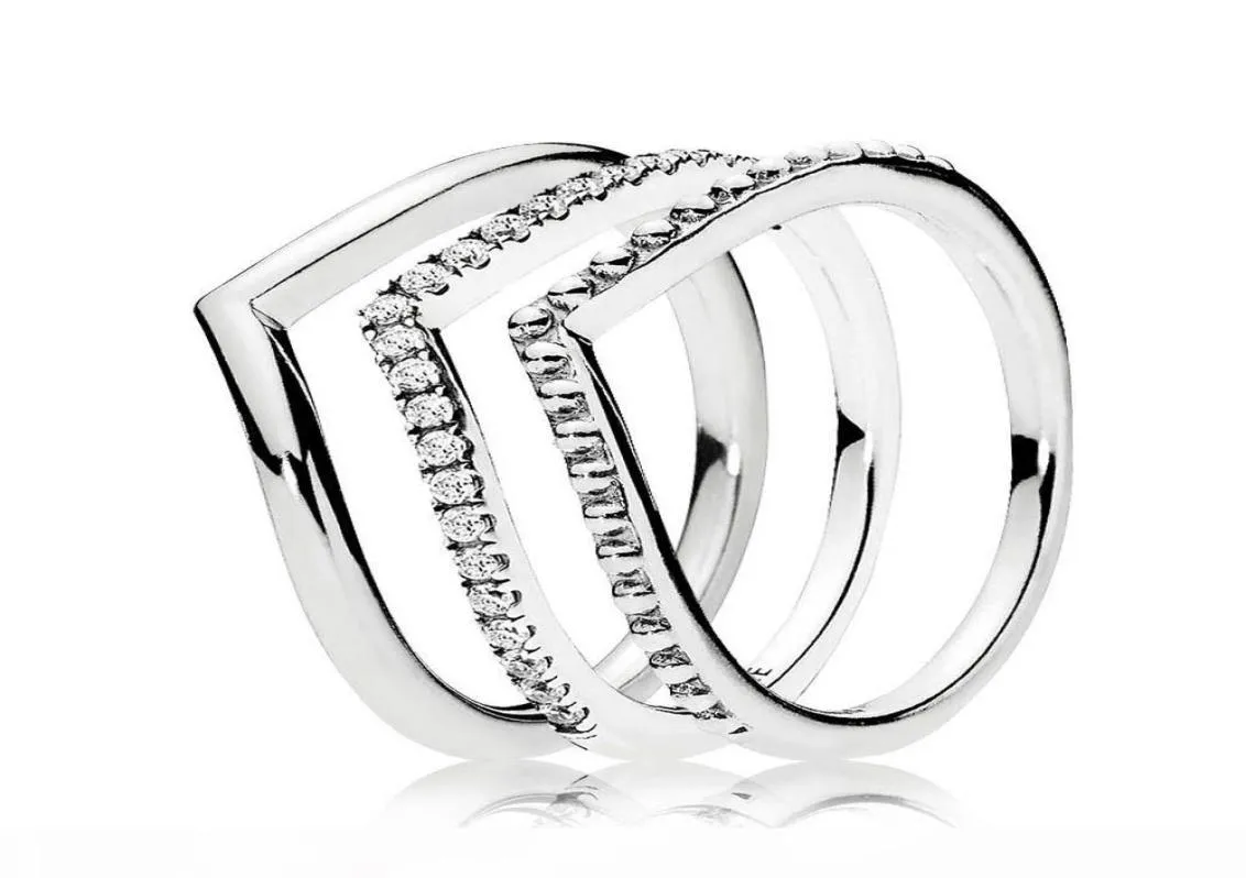 Yeni 925 STERLING Silver Wish Yüzük Yığını CZ Taş Takı Takı Nişan Düğün Aşıkları Moda Yüzüğü7498287