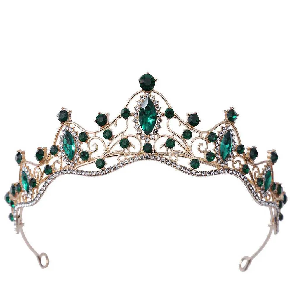 Tiaras 13 renk yeşil pembe kristal taç saç elbise aksesuarları tiara kadınlar için kızlar parti rhinestone gelin taç saç takılar