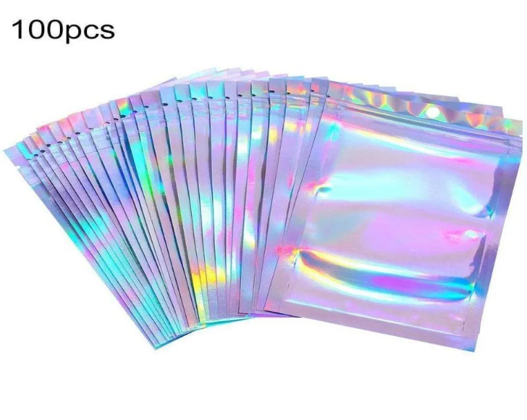 100pCpak Opalizujący rozliczalny plastikowy torba aluminiowa Woda Water Hologram Hologram Zipt