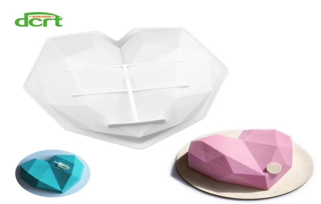 Силиконовые плесени инструменты для украшения торта для 3D Diamond Heart Плесень шоколадной губки шифоновый мусс для выпечки 6319877