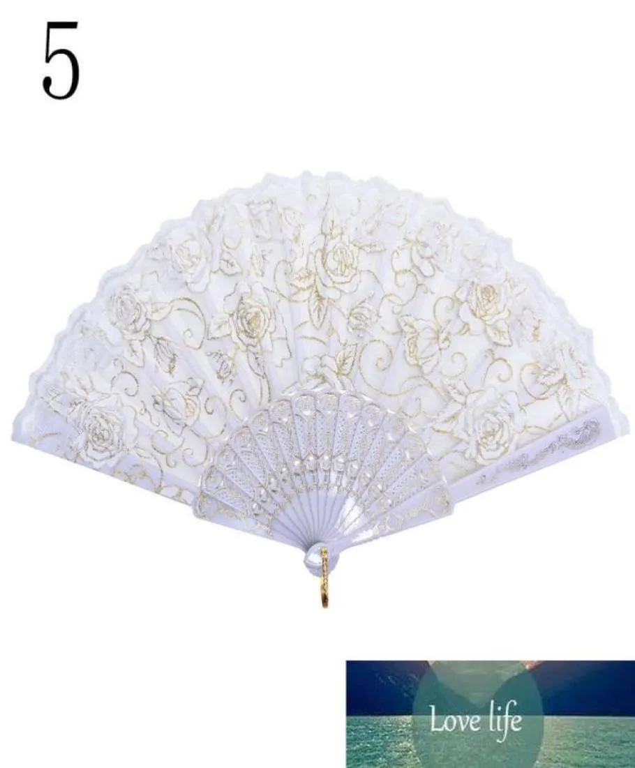 Party Wedding Prom Lace Fabric Silk Folding Hand Hold Dance Fans Flower1873588