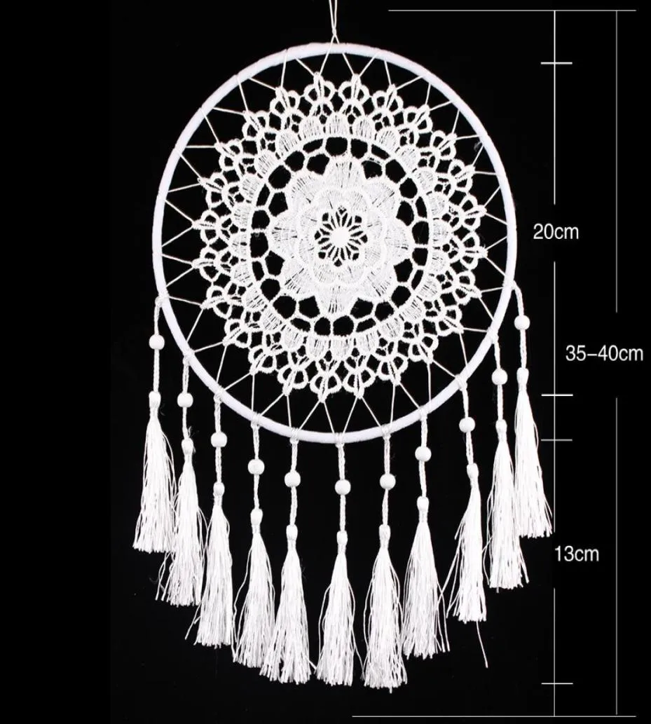 Cragado de quarto White Dream Catcher Handmade Ornament Ornament Decoration Craft Big Circle Dreamcatcher1447887