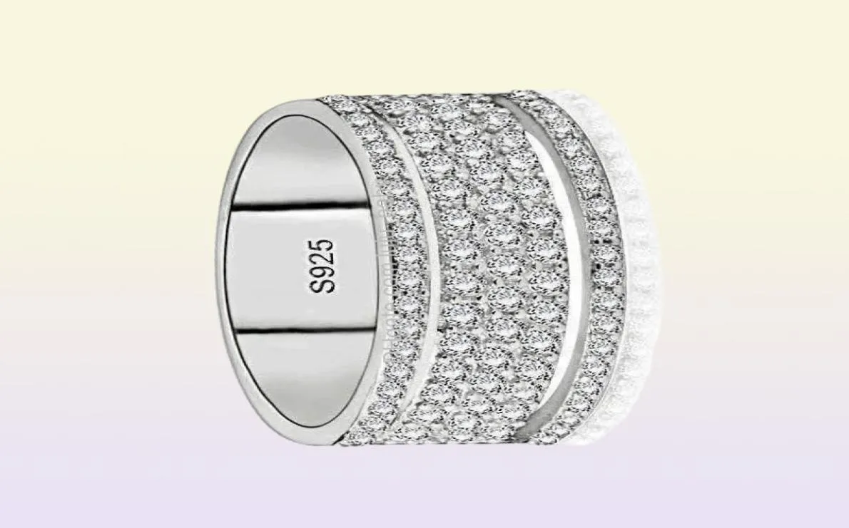 Dostawa biżuterii 2021 Vecalon Starlight Pierścień 925 Sterling Sier Five Olśniewające warstwy Diamond CZ Ban3335760