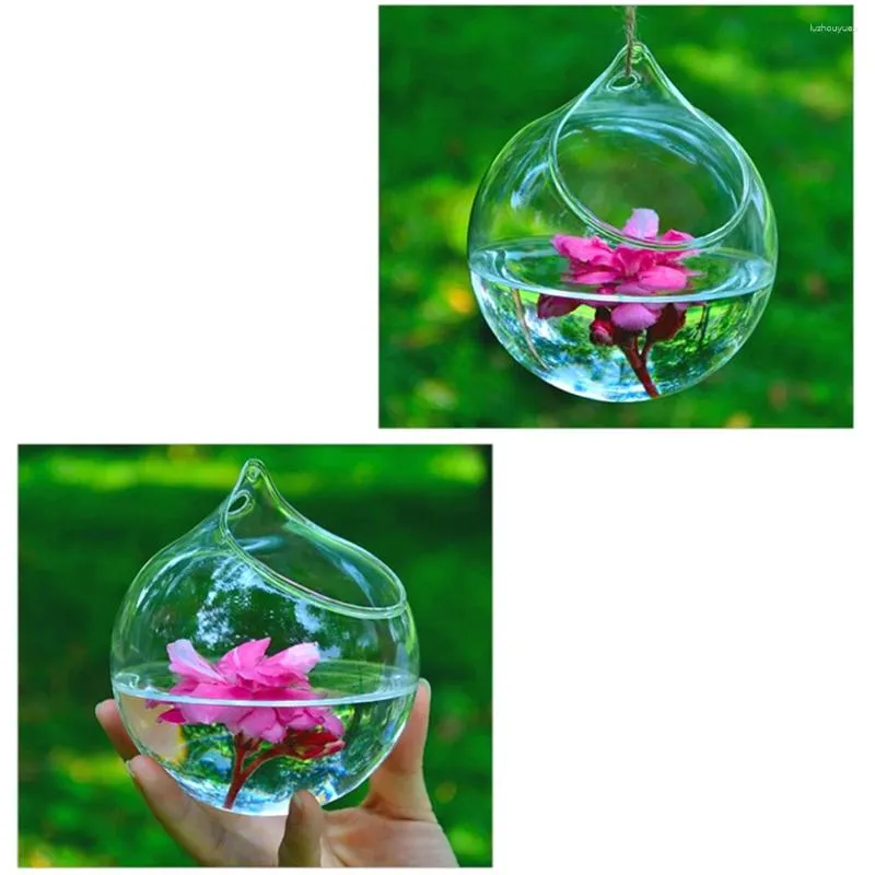 Vasos 1pc Criativo Clear pendurado esfera de vidro Flowerpot Office Garden Decor Decoração de Flor Planter Vaso Terrarium Recipiente Garrafa de Paisagem