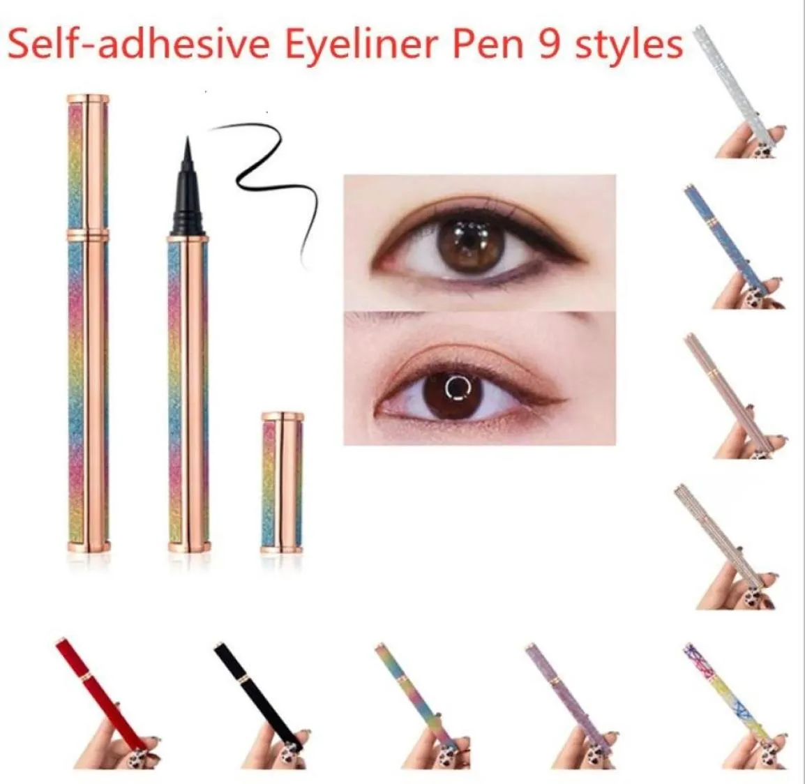 Makeup 9 styles Selfadhesive Eyeliner Pen Glue Magnetic for False Eyelashes Waterproof Eye Liner Pencil Top Quality1212728