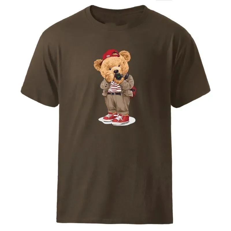 T-shirt Photography Teddy Bear Fashion Ανδρικά casual Breathable Trend Streetwear Classic Haruku κοντομάνικο μπλουζάκι_voghion.com