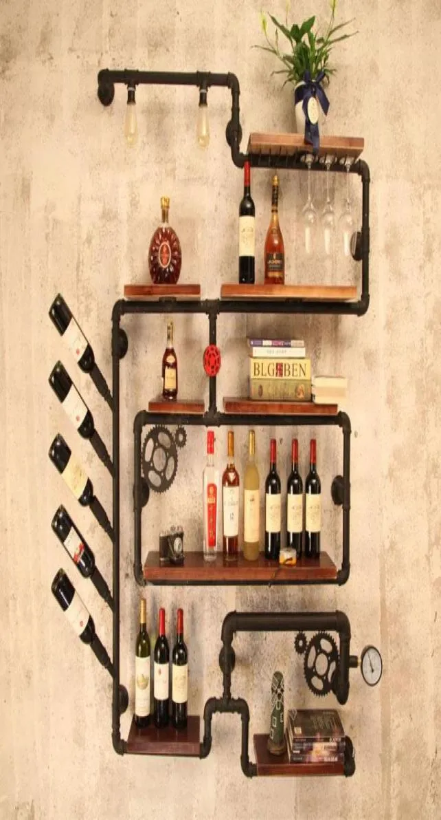 Prateleiras de parede de conjunto de rack de vinho artístico para organizador de garrafas criativas de copo para armazenamento para armazenamento decoração de casa 1941139