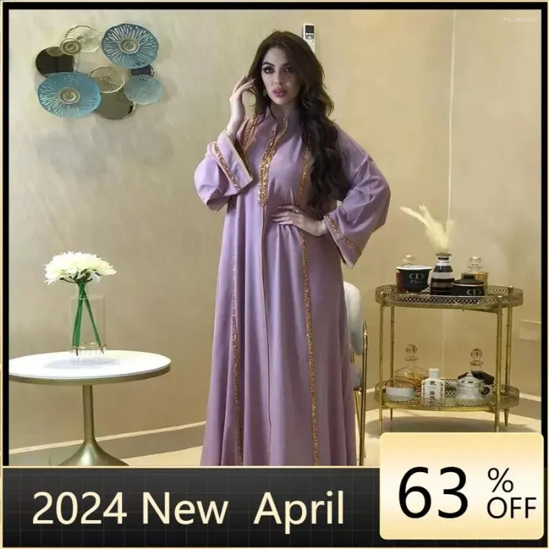 Ropa étnica 2024 Vestido de Ramadán Mujeres Dubai Abaya Diamante Vestidos de fiesta de la noche Big Kaftan Hijab Abayas Jilbab Robe Eid Islam