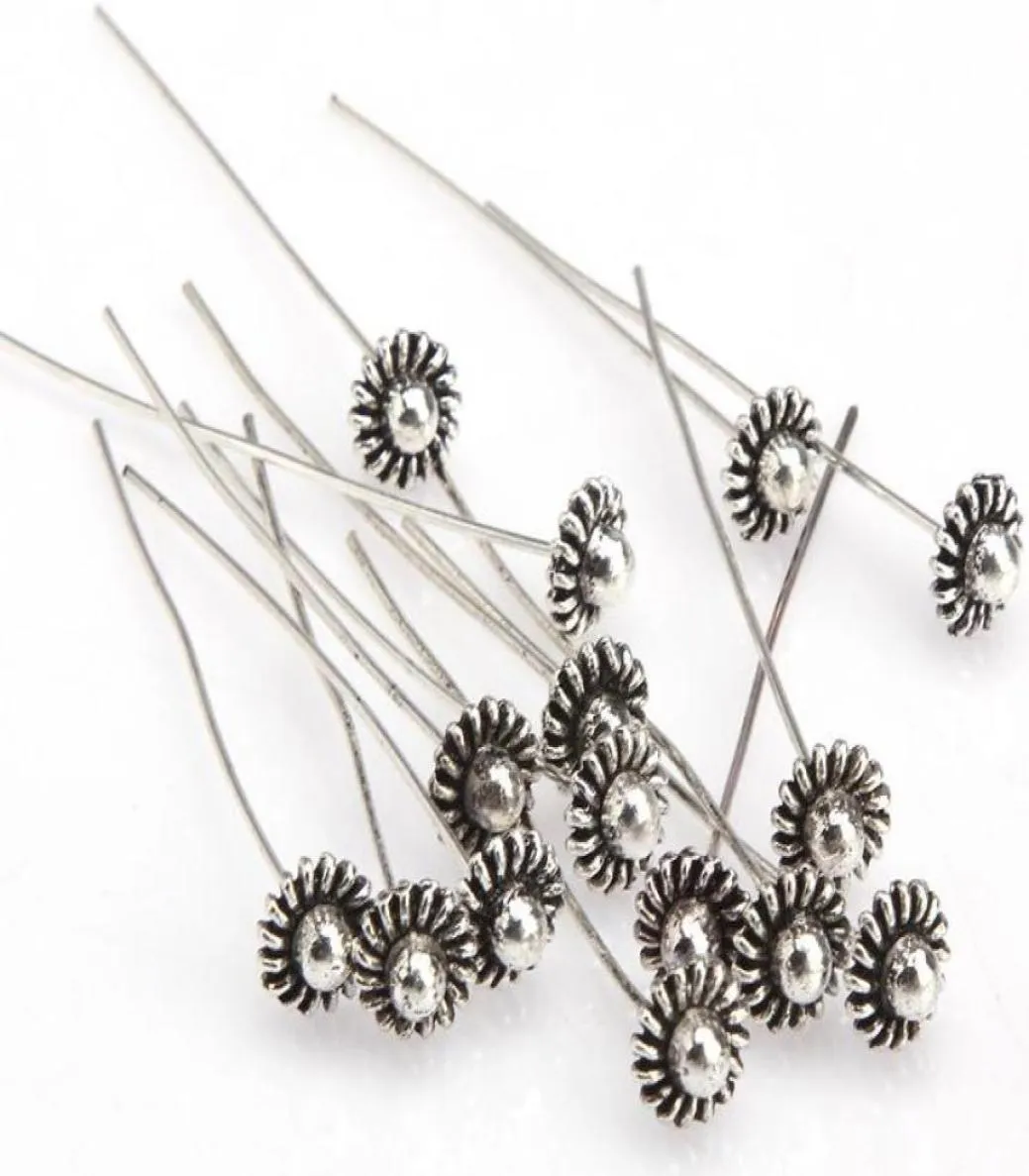 100 stcs 50 mm antieke zilveren bloemkoppennen voor sieraden maken DIY Ball Pins Naalden Bevindingen Women Sieraden Accessoires2787090