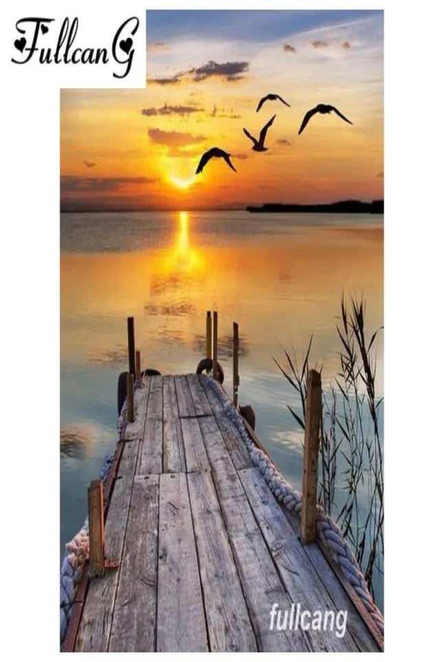 Fullcang Diamond Emmonder Sunset Scenery Seagull DIY Diamond Painting Cross Cross Full Square Square Drill Drill Mosaic 5D Needlework G2263956812