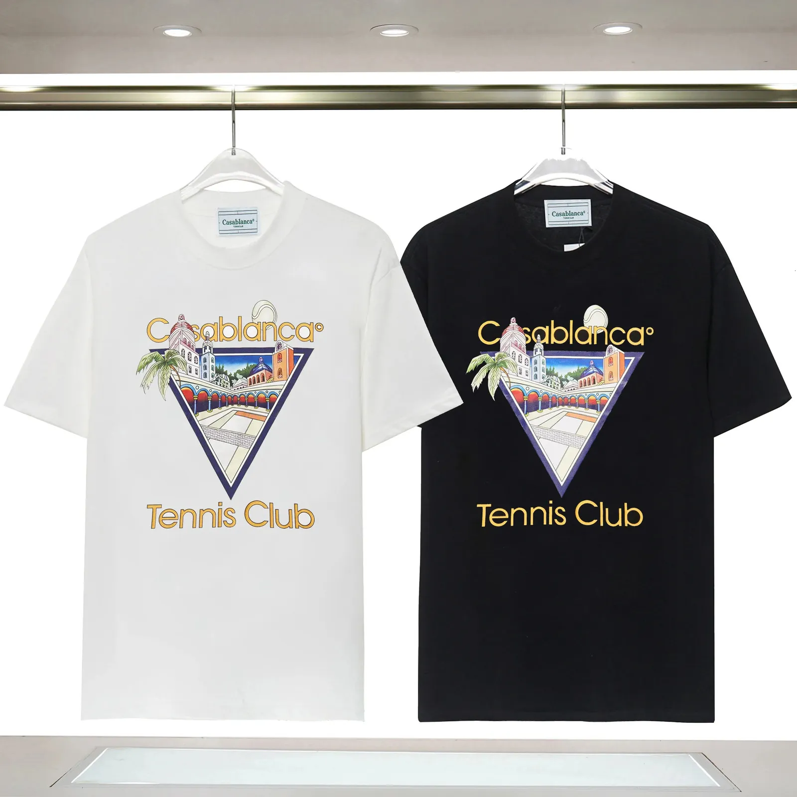 T-shirt stampato per club da tennis in stile marocchino estivo per uomo e donna maglietta a manica corta cotone in cotone 240429