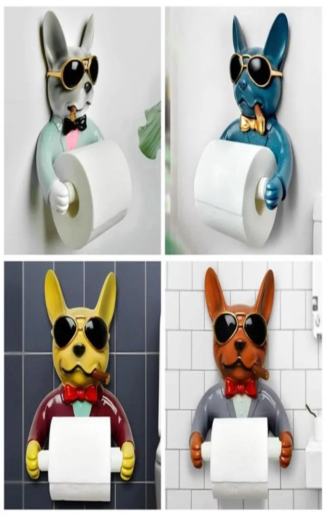 Toilet paper holder dog image toilet hygienic resin tray punching hand paper tray household paper towel rack reel 2012227895810