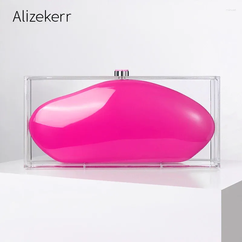 Schoudertassen alizeKerr transparante acryl doos avond vrouwen luxe ontwerper prachtige onregelmatig gevormde portemonnees en handtassen trouwfeest