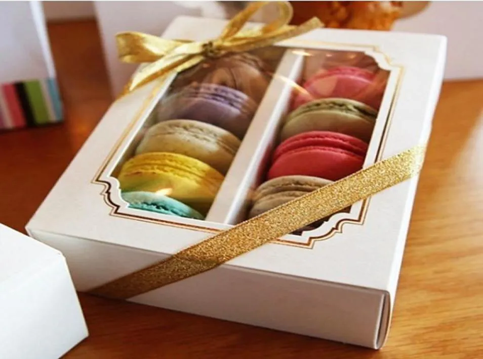 Macaron Packing Boxes Party Wedding Party 510 Pack Bolo Biscoit Biscoito Clear Window Paper Box Bolo Decoração Ornamentos de cozimento VT18898017207