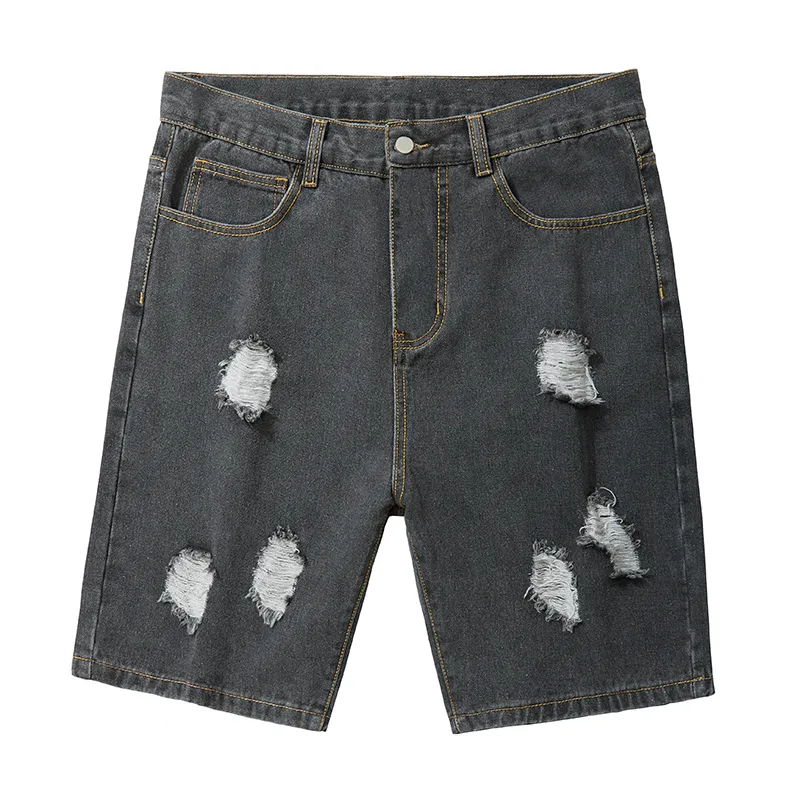 Short en jean déchiré pour hommes décontractés décontractés, shorts en vrac d'été, bleu clair, gris foncé, taille 28-48 pour 50-142 kg de gros